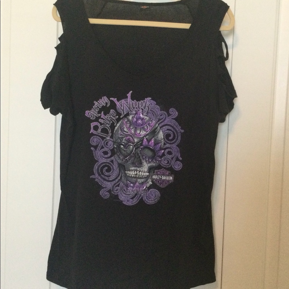 Harley Davidson ladies black Myrtle Beach 2016 Spring Bike week tee,Sz L-X-LARGE